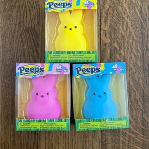 Authentic family of Peeps Holiday Bunny Light - Yellow, Pink, Blue Lot of 3